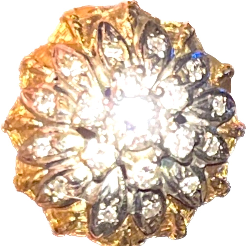 VINTAGE UNIQUE BOMBÈ DIAMOND RING 10.4 GRAMS 14KT YELLOW, WHITE & PLATINUM GOLD - Picture 8 of 10